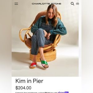 Charlotte Stone Leather Slides New in Box